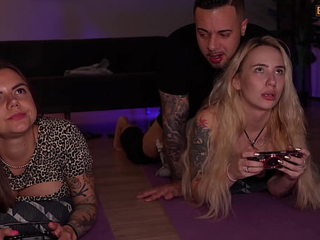 I'_m playing video games with my friend while my Italian neighbor takes turns fucking us.