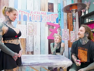 Big Dicks with Couple Inked Foursome Merry Gets Tatted